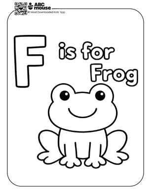 Free printable f is for frog coloring page for kids from ABCmouse.com.