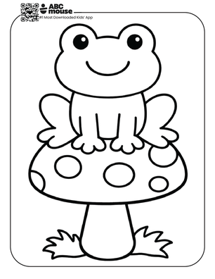 Free printable frog on a toadstool coloring page for kids from ABCmouse.com.