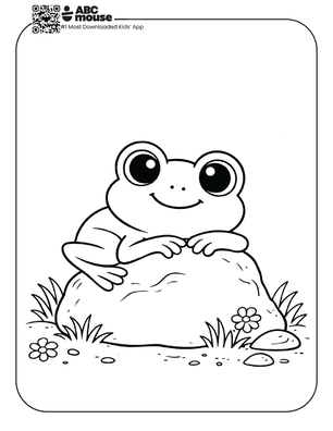 Free printable frog on a rock coloring page for kids from ABCmouse.com.