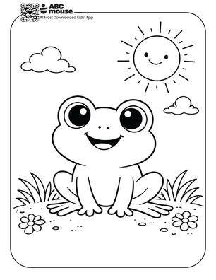 Free printable frog under the sunshine coloring page for kids from ABCmouse.com.