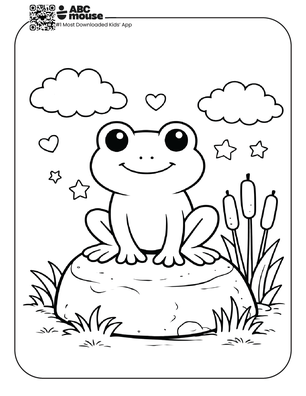 Free printable frog on a rock coloring page for kids from ABCmouse.com.