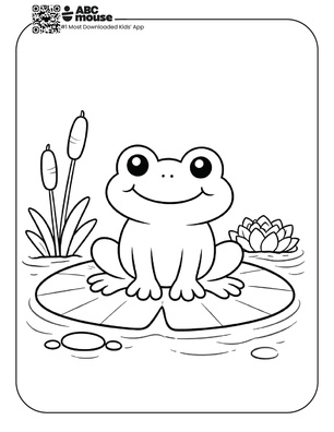 Free printable frog on a lily pad coloring page for kids from ABCmouse.com.