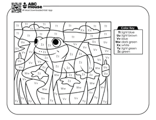 Free printable educational frog color by letters coloring page for kids from ABCmouse.com.