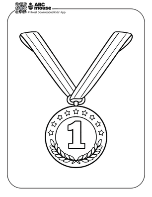 Free printable Hockey medal coloring page for kids from ABCmouse.com.