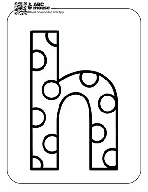 Free printable lower case letter H with dots coloring page for kids from ABCmouse.com.