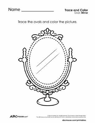 Free printable oval mirror tracing coloring worksheets for kids from ABCmouse.com.