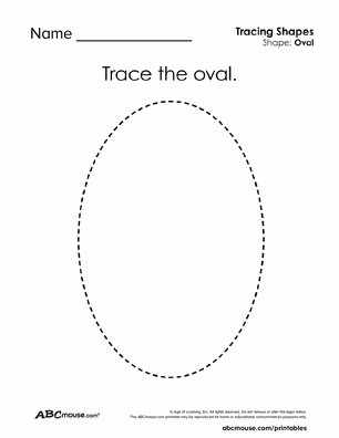 Free printable oval tracing coloring worksheets for kids from ABCmouse.com.