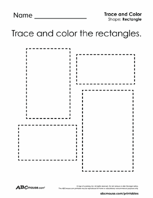 Free printable rectangles tracing coloring worksheets for kids from ABCmouse.com.