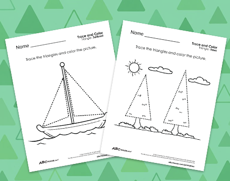 Free printable triangle themed worksheets for kids to print for free from ABCmouse.com.