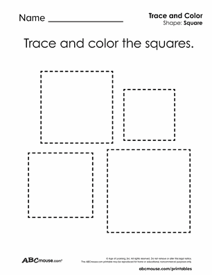 Free printable square group tracing coloring worksheet for kids from ABCmouse.com.