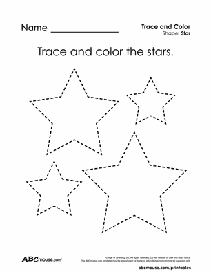 Free printable star group tracing coloring worksheet for kids from ABCmouse.com.