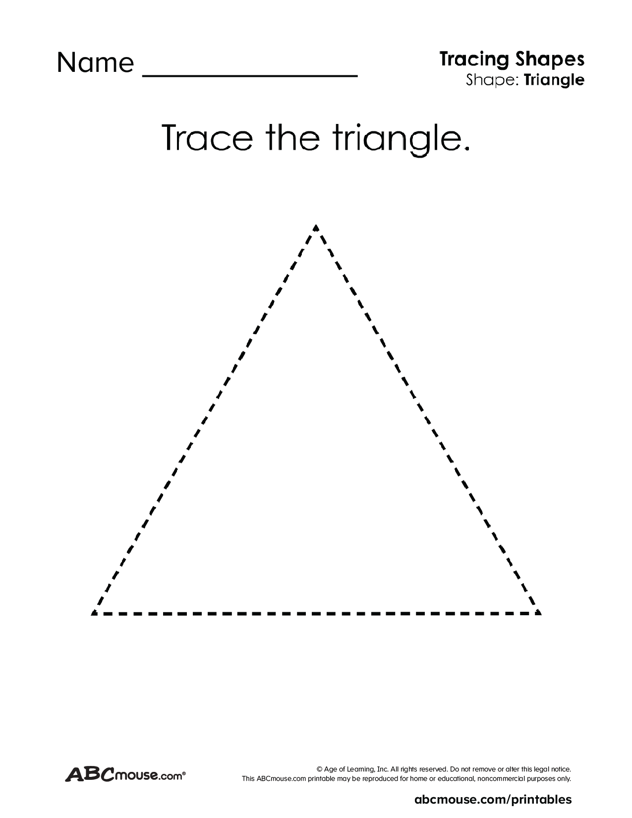 Free printable triangle tracing coloring worksheets for kids from ABCmouse.com.