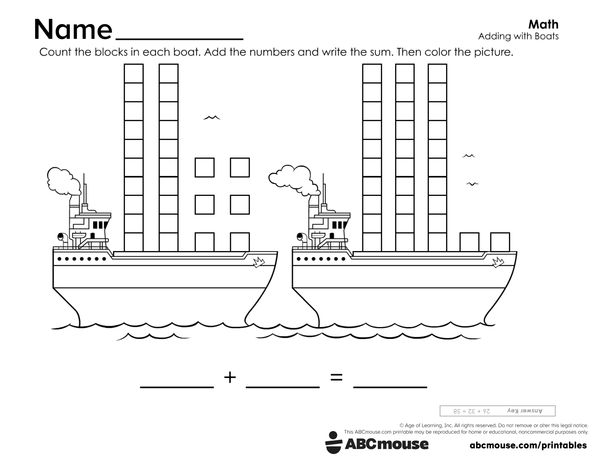 Free printable 2nd grade addition worksheet for kids from ABCmouse.com.