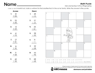 Free printable 2nd grade addition and subtraction with regrouping worksheet for kids from ABCmouse.com.