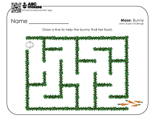 Free printable super challenge bunny maze for toddlers and preschoolers