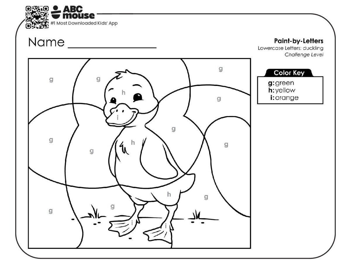 Paint-by-Letters Activity with a Spring Duckling Image Coloring Page ...