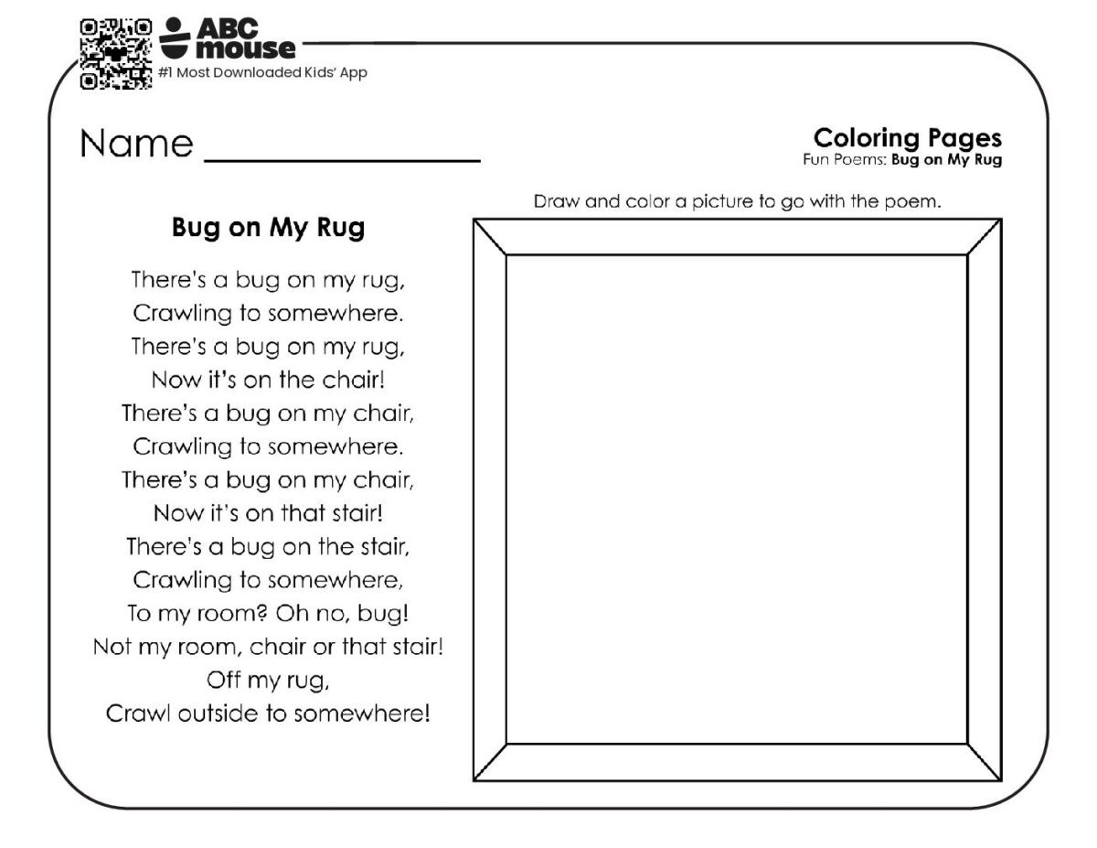 Spring Poem Coloring Page with Drawing Space for Comprehension | ABCmouse