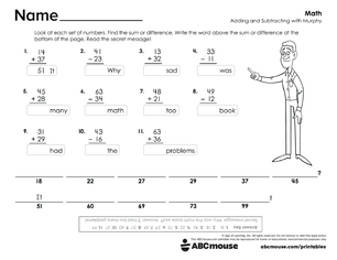 Free printable 2nd grade addition and subtraction worksheet for kids from ABCmouse.com.