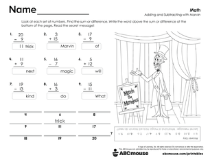Free printable 2nd grade addition and subtraction worksheet for kids from ABCmouse.com.