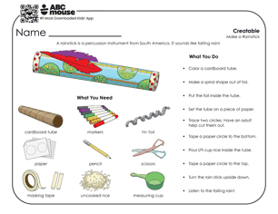 Colorful craft description of how to make a rainstick