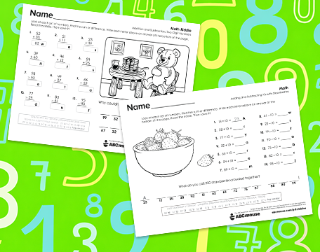 Free printable 2nd grade addition and subtraction worksheets for kids from ABCmouse.com.
