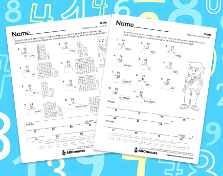 Free printable 2nd grade subtraction worksheets for kids from ABCmouse.com.