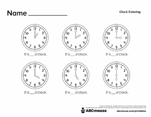 Free printable telling time worksheet 6 different analog clocks for kids from ABCmouse.com.