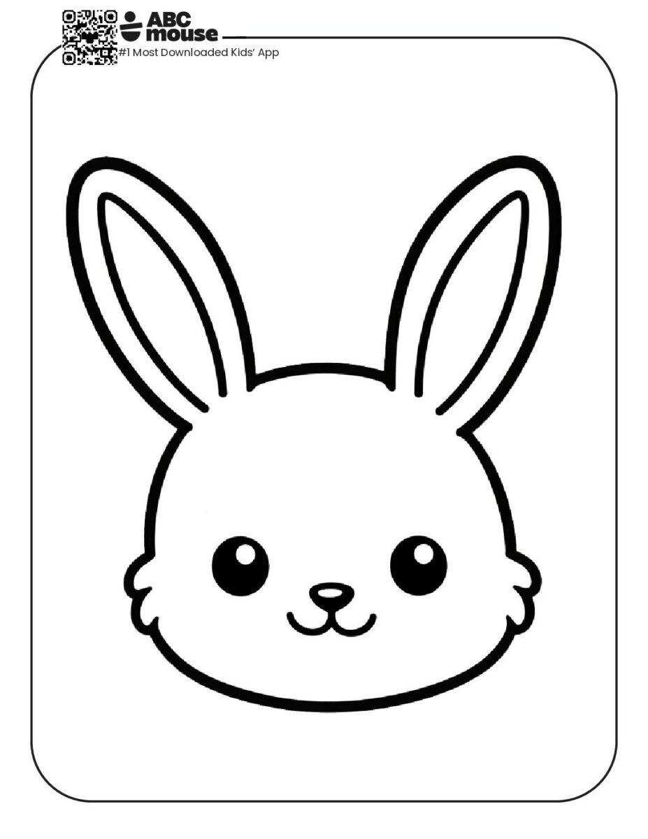 Simple Bunny Face for Easter Coloring Page | ABCmouse