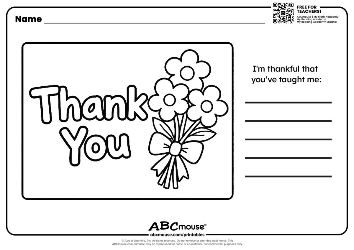 Thank You Coloring Page with Space for a Handwritten Appreciation ...