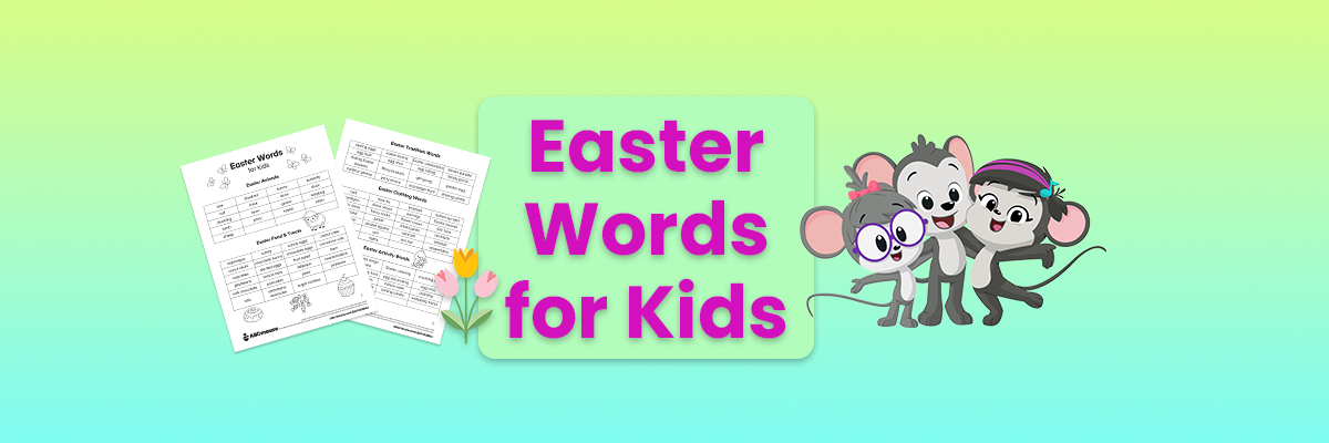 Free printable list of easter words for kids from ABCmouse.com. 