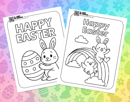 Free printable Happy Easter coloring pages for toddlers and kindergarteners from ABCmouse.com.