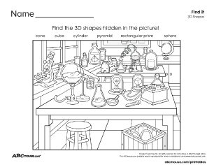 Free printable hidden picture 3d shape worksheet for kids from ABCmouse.com.