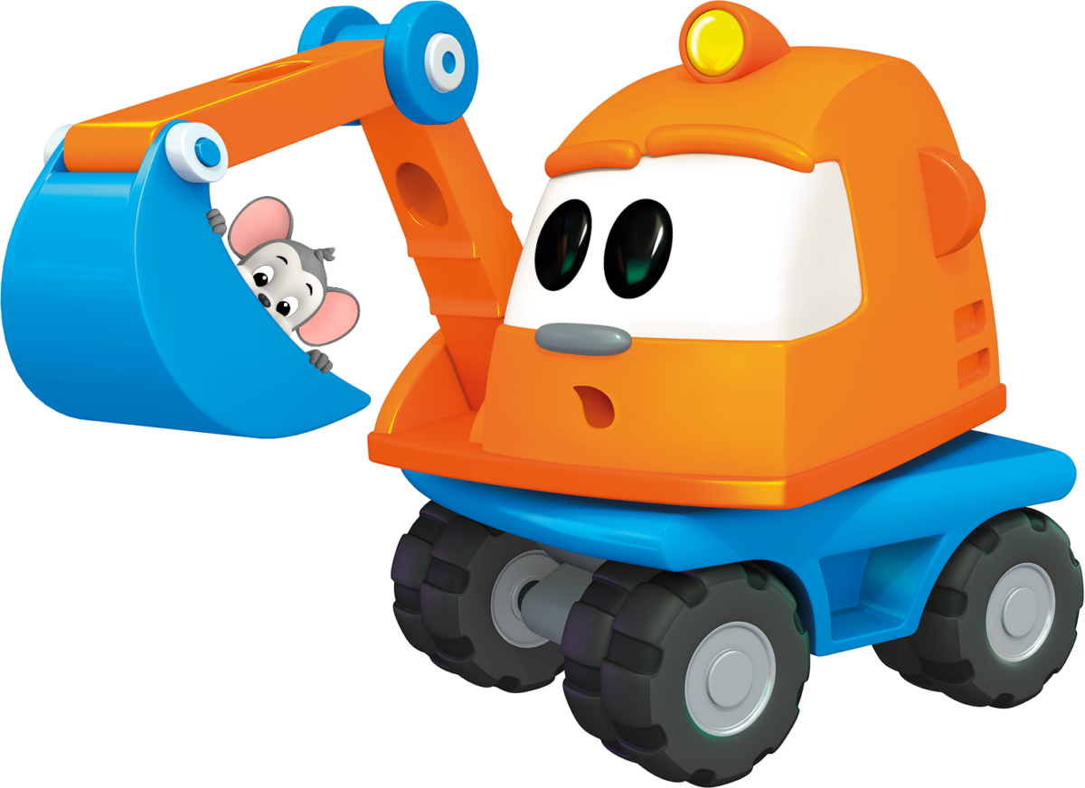 Leo the Truck holding ABC in his scooper.