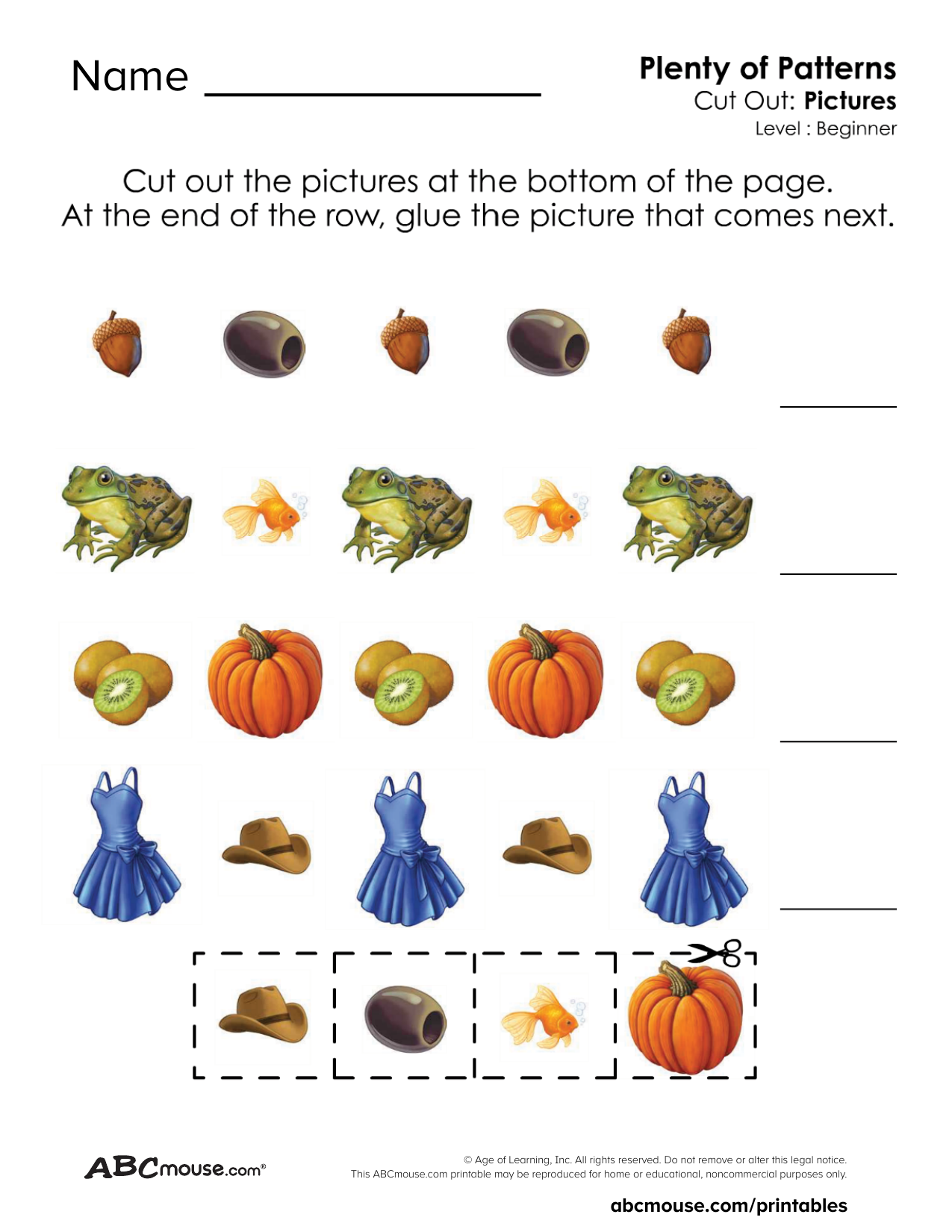 Free printable pattern worksheet for kids from ABCmouse.com.