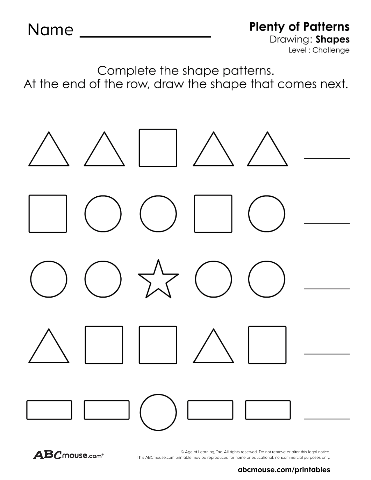 Free printable pattern worksheet for kids from ABCmouse.com.