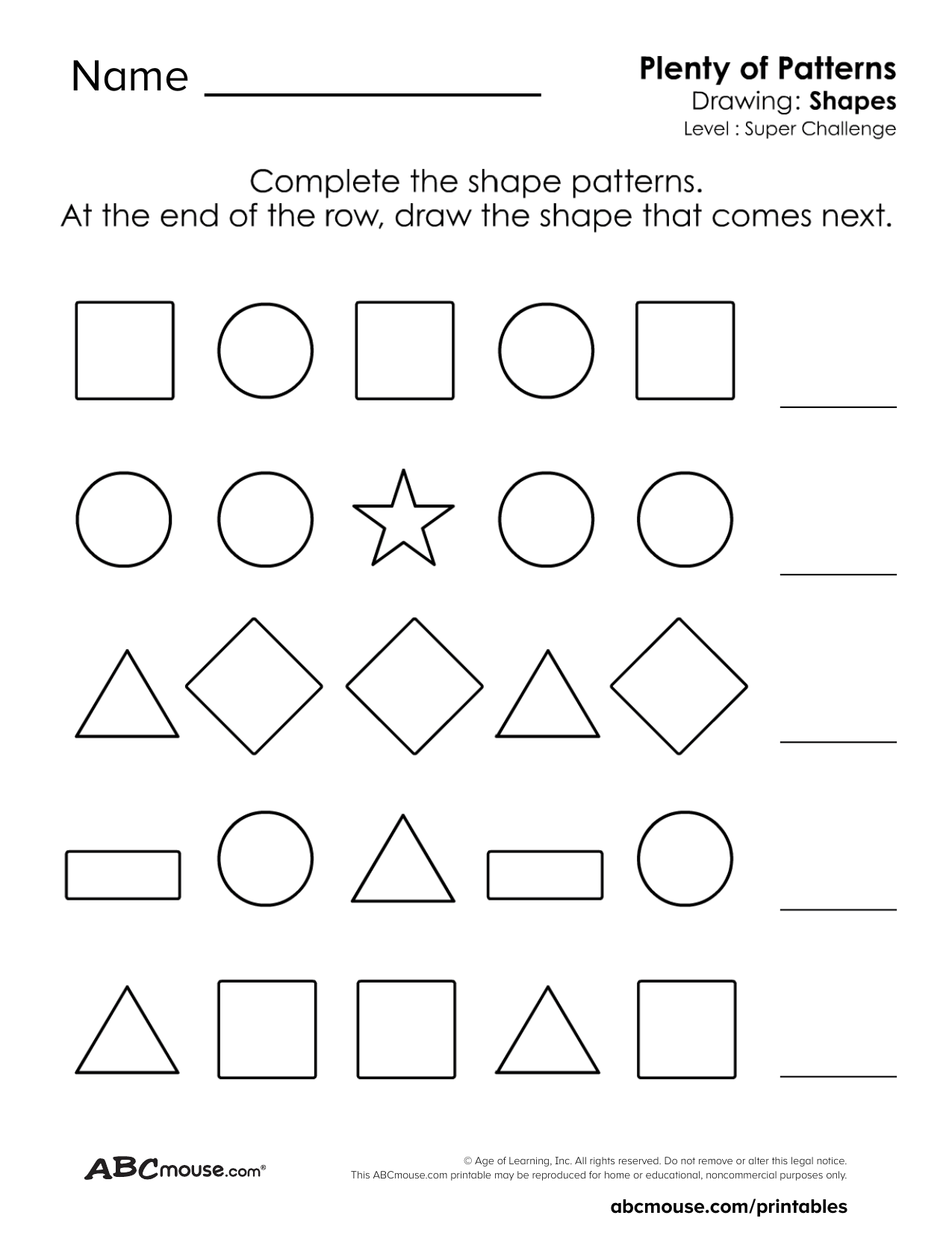 Free printable pattern worksheet for kids from ABCmouse.com.