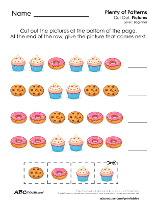 Free printable AABBAA pattern worksheet for kids from ABCmouse.com.