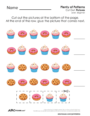 Free printable ABAB pattern worksheet for kids from ABCmouse.com.
