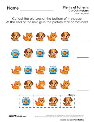 Free printable ABAB pattern worksheet for kids from ABCmouse.com.
