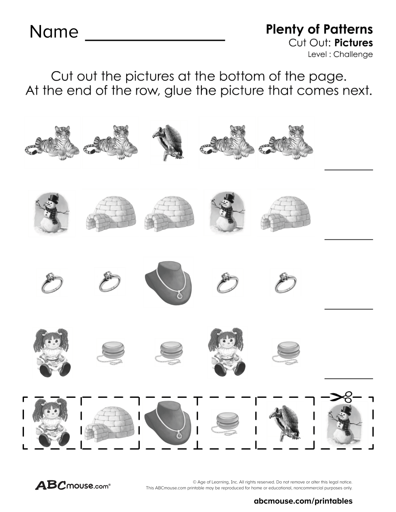 Free printable pattern worksheet for kids from ABCmouse.com.