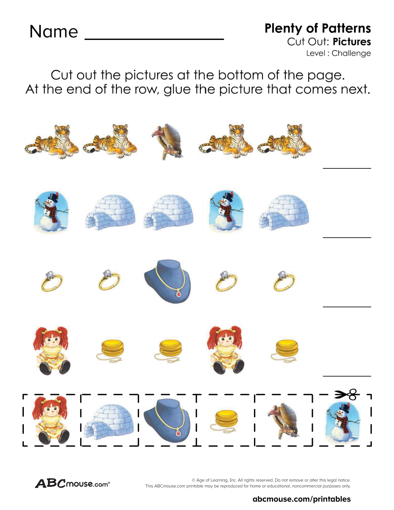 Free printable pattern worksheet for kids from ABCmouse.com.