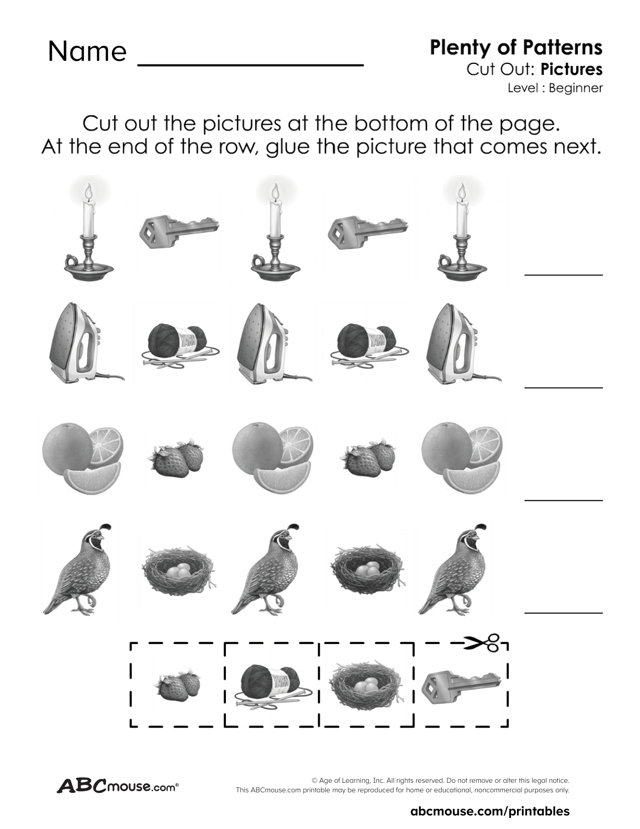 Free printable pattern worksheet for kids from ABCmouse.com.