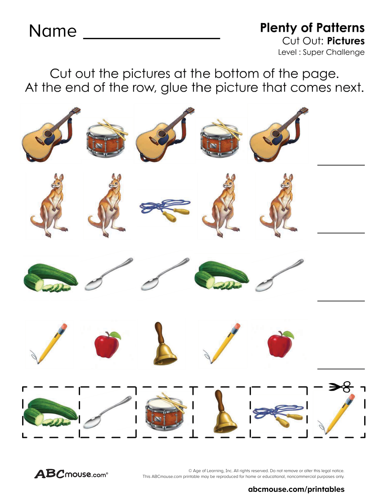 Free printable pattern worksheet for kids from ABCmouse.com.