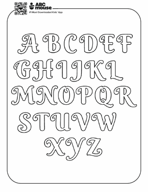 Free printable alphabet A-Z fancy coloring pages for kids from ABCmouse.com.
