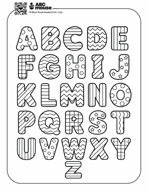 Free printable alphabet A-Z stripes and dots coloring pages for kids from ABCmouse.com.
