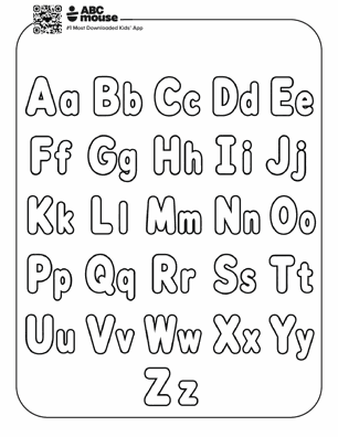 Free printable alphabet A-Z bubble letter coloring pages for kids from ABCmouse.com.