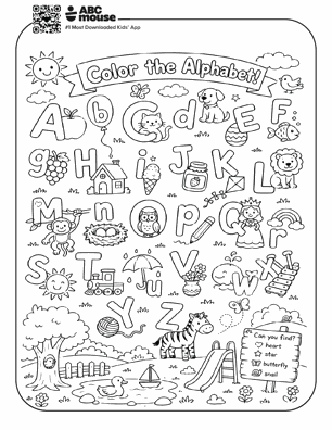 Free printable alphabet A-Z coloring pages for kids from ABCmouse.com.