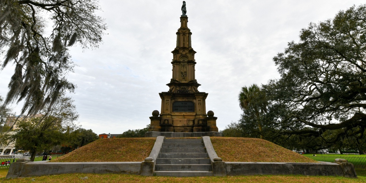 Civil War Confederate Statue Monument Forsyth Park in Savannah Georgia
