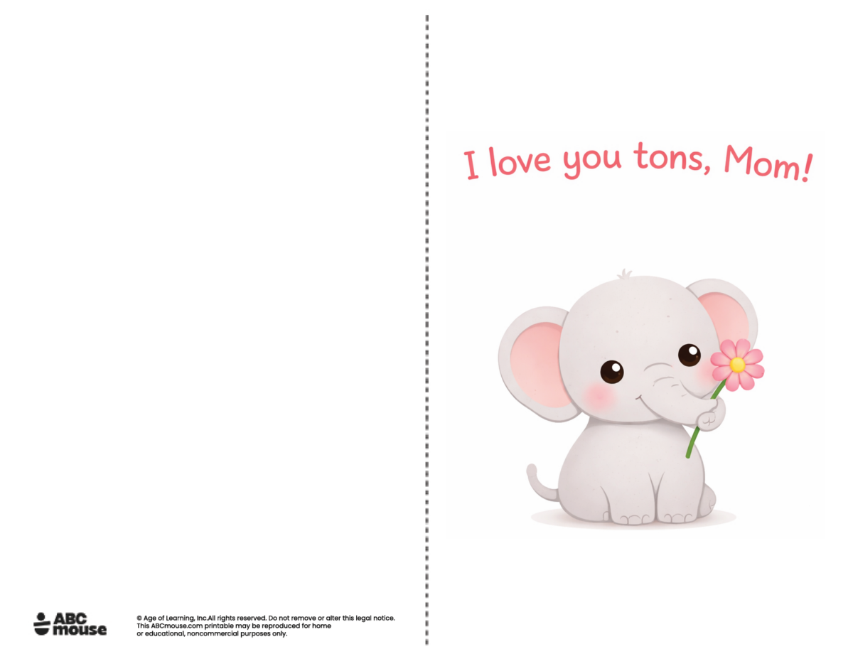 I love you tons mom free printable mother's day card in color from ABCmouse.com.