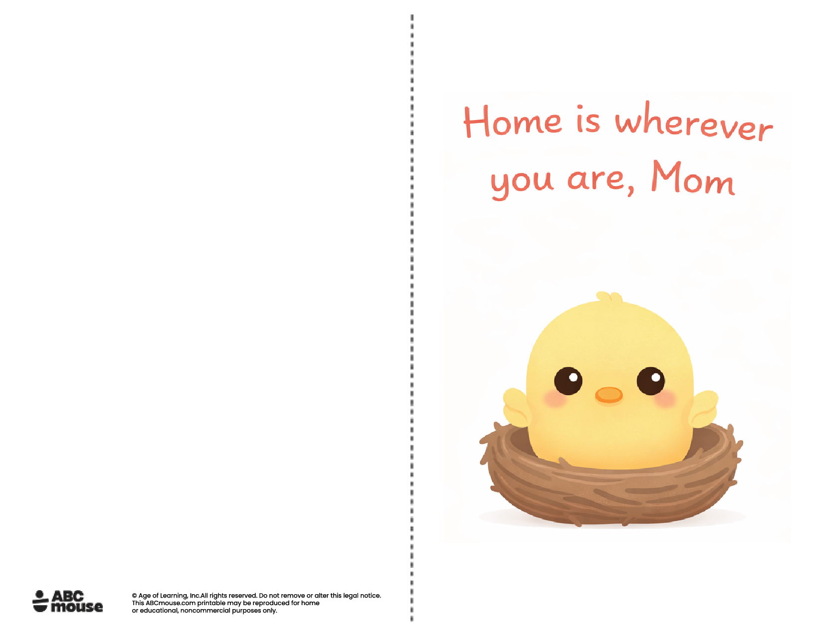 Home is wherever you are mom free printable mother's day card in color from ABCmouse.com.